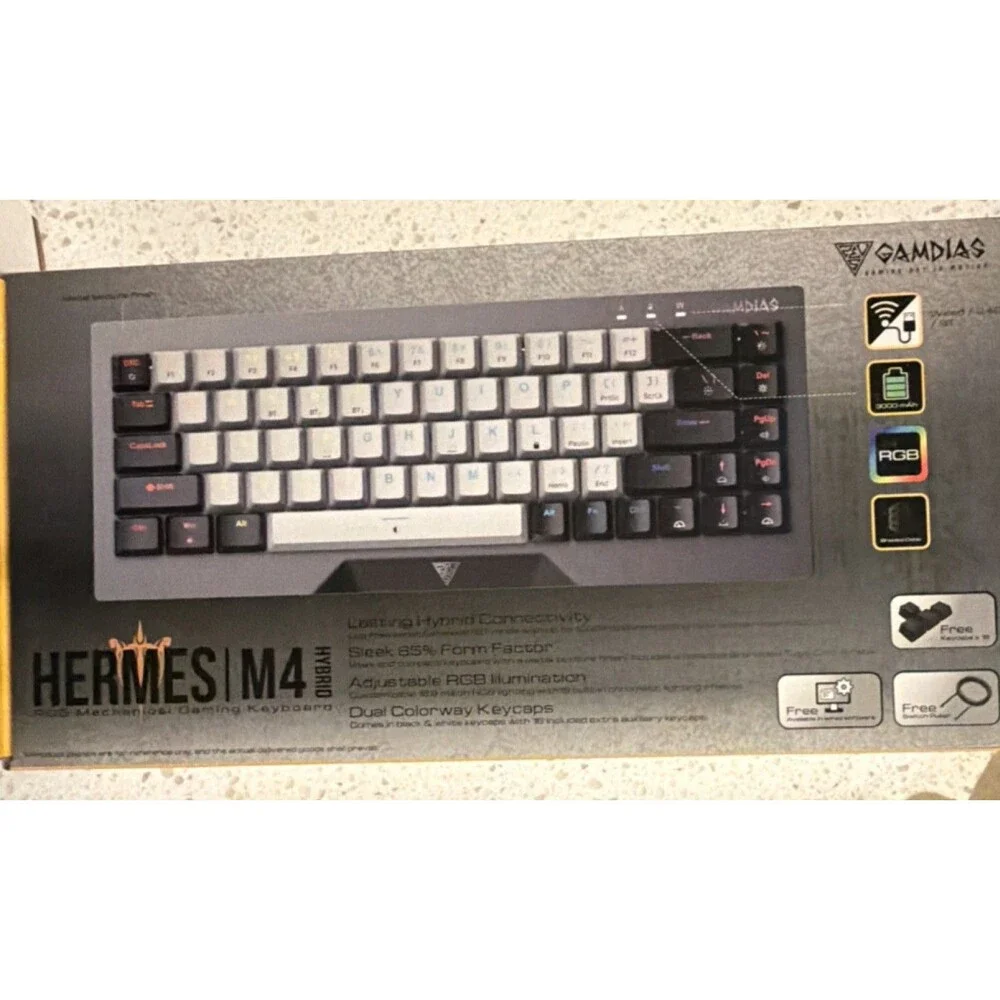GAMDIAS Hermes M4 Hybrid RGB Compact Mechanical Gaming Keyboard Wireless Blueto…